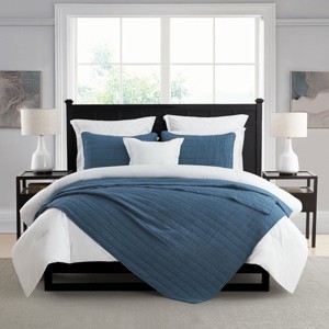 Swift Home | Enzyme Washed Crinkle Channel Stitched 3-Piece Quilt Set - 1 of 4