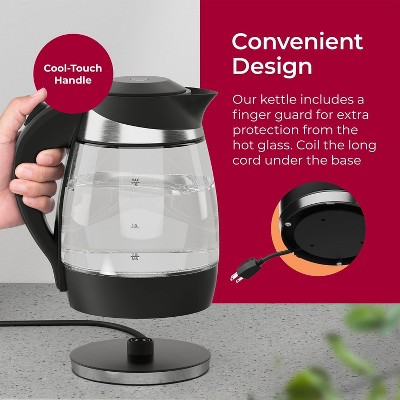 Mueller 1.8L Borosilicate Glass Electric Kettle with LED Light