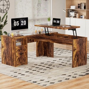 Aheaplus 56'' Lift Top Computer Desk with Drawers and Power Outlets, Lift Top - 1 of 4