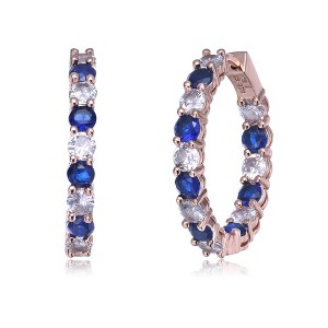 Luxurious Inside-Out Hoop Earrings Embellished with sapphire and Sparkling Cubic Zirconia for a Bold and Elegant Statement - 1 of 3