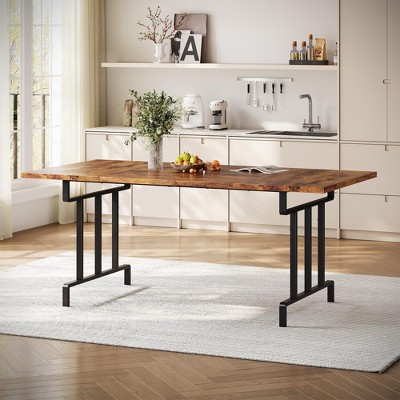 Whizmax Dining Table for 8 People, 70.87-inch Rectangular Wood Kitchen Table with Metal Frame, Industrial Large Long Dining Room Table for Big Family