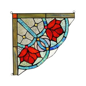 Chloe Lighting Roseheart Victorian Tiffany-Glass Window Panel 10`` Wide - 1 of 3