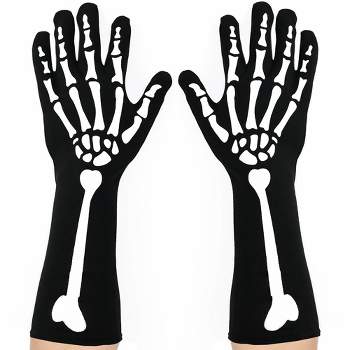 Skeleteen Childrens Bone Hand Skeleton Gloves Costume Accessory - Black