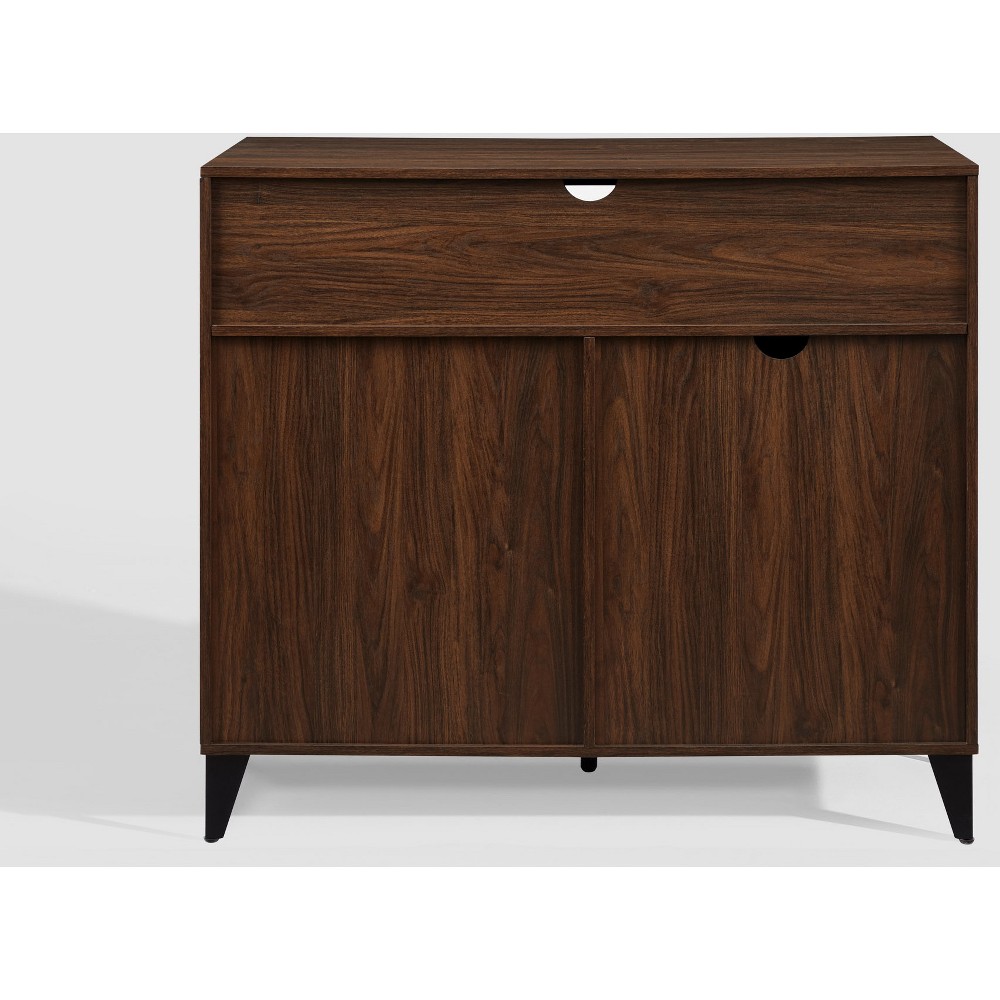 Photos - Office Desk Transitional Pull Out Secretary Desk Dark Walnut - Saracina Home: Space-Sa