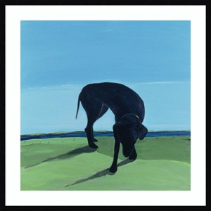 33"x33" Joes Black Dog by Marjorie Weiss Wood Framed Wall Art Print - Amanti Art: Giclee Animal Lithograph, Hardwood Frame - 1 of 4