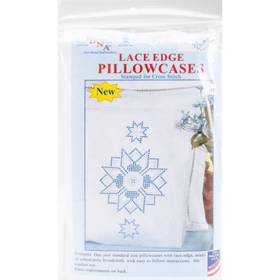 Jack Dempsey Stamped Pillowcases W/White Lace Edge 2/Pkg-XX Star