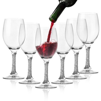 Berkware Classy Rhinestone Embellished Long Stem Rose Wine Glasses With  Silver Rim Design - 18oz (set Of 6) : Target