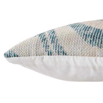 Teal and Cream Embroidered Square Throw Pillow 18x18