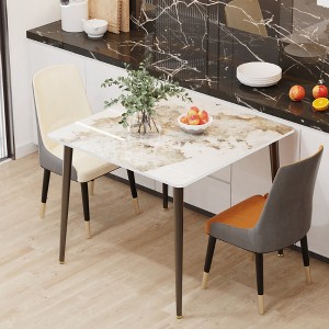 Artloge Modern Rectangular Kitchen Dining Table with Sintered Stone Top Metal Frame - 1 of 4