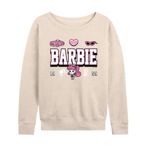 Women's - Barbie - Barbie Jersey Lightweight French Terry Wide Neck Long Sleeve Graphic Shirt - 1 of 4