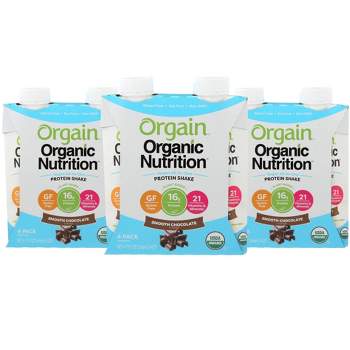 Orgain Organic Smooth Chocolate Nutrition Protein Shake - Case of 3/4 pack, 11 oz