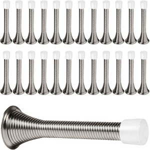 Attop Heavy Duty Door Stops 24 Pack 3 1/4 Inch - Flexible Spring Stopper, Child Safe with Rubber Tips (Satin Nickel) for Home Interior Doors - 1 of 4