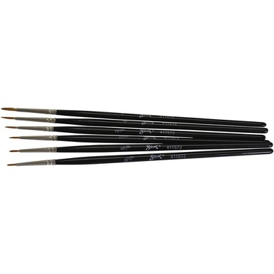 Sax Red Synthetic Detail Spotter Paint Brushes, Assorted Sizes, Black, set of 6