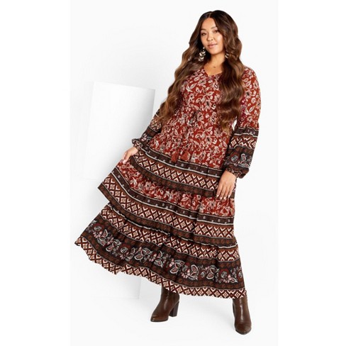 Avenue Women s Plus Size Faye Tiered Maxi Dress Target