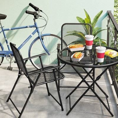 Metal mesh patio table best sale and chairs