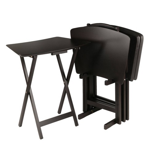 5pc Folding Table Set Black - Plastic Dev Group : Target