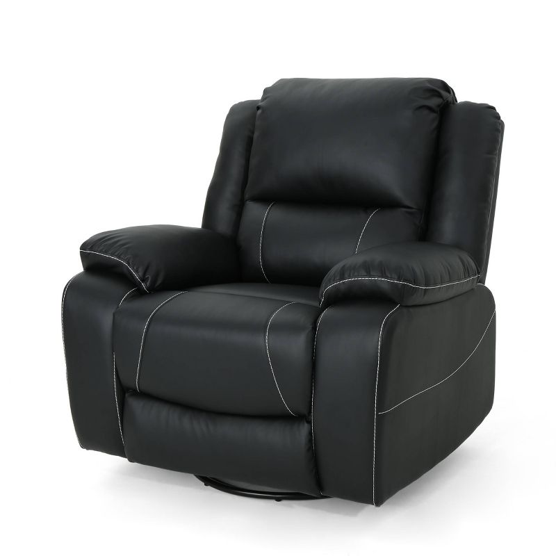 Malic Classic Tufted PU Leather Swivel Recliner - Christopher Knight Home, 1 of 9