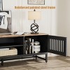63-inch Mid-Temperature Modern TV Stand | Slatted Grille Doors with Storage Ideal for Living Room, Bedroom, and Entertainment Center - 4 of 4