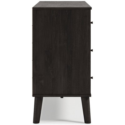 Piperton 6-Drawer Black and Light Brown Dresser