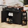 APRILSOUL47.2" Farmhouse Kitchen Island with Drop Leaf, Kitchen Storage Island with Removable Side Racks, Two Drawers - 4 of 4