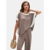 EXLURA Womens Summer 2 Piece Outfits Color Block Short Sleeve Tops Tracksuit Wide Leg Pants Matching Set Lounge Sets 2025 - 4 of 4