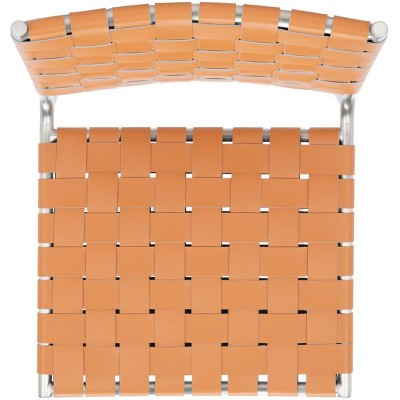 Cognac Leather & Silver Metal Upholstered Side Chair - Set of 2