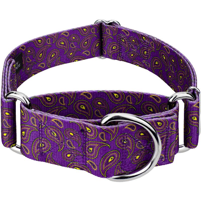 Country Brook Petz 1 1/2 Inch Purple Paisley Martingale Dog Collar, 1 of 10
