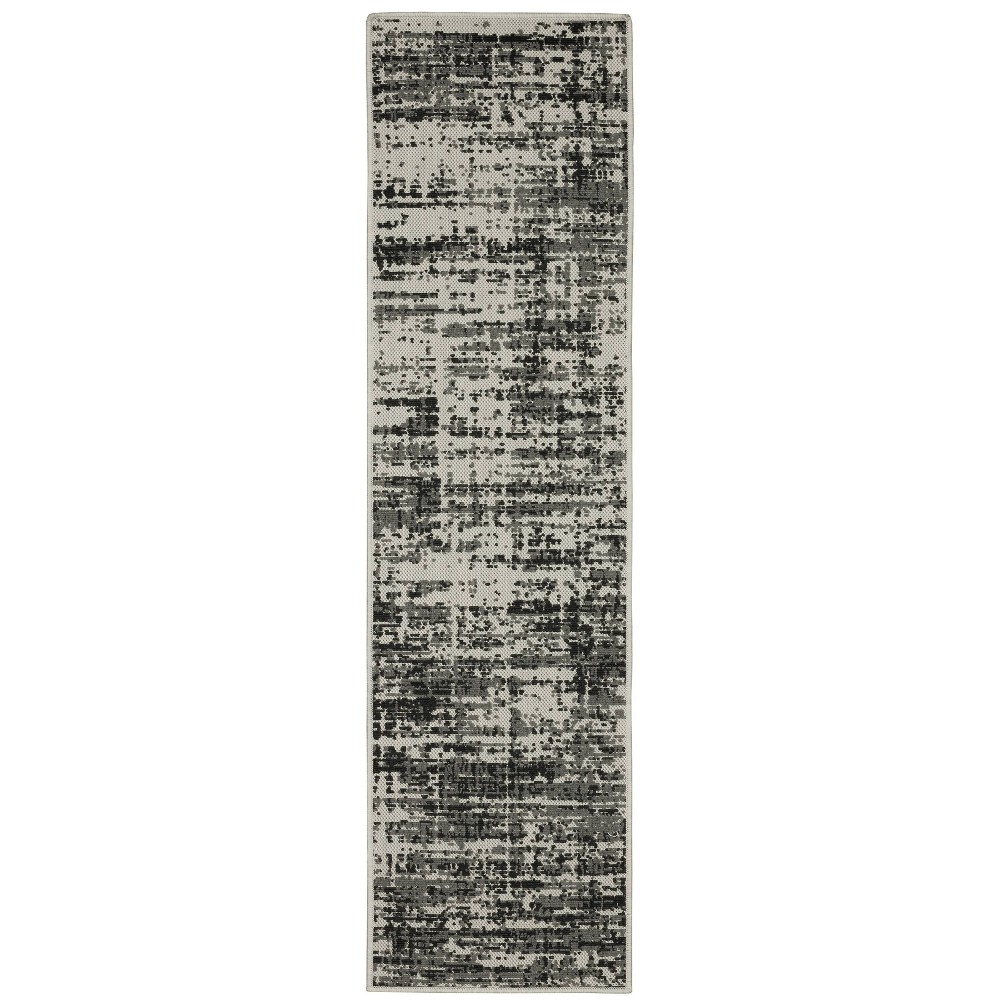  Runner Trinity Distressed Abstract Patio Area Rug Black/Beige