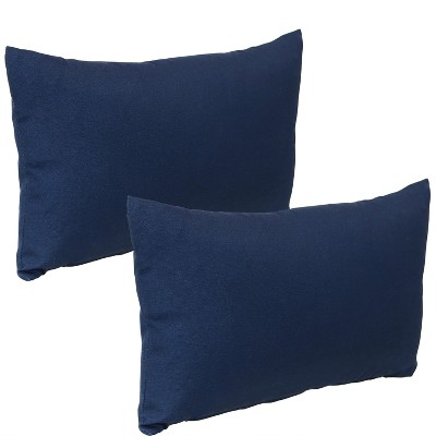 Sunnydaze Indoor/Outdoor Weather-Resistant Polyester Lumbar Decorative Pillow with Zipper Closure - 12" x 20" - Navy - 2pk