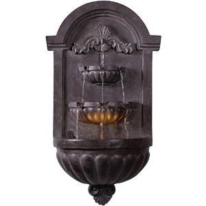 San Pablo 34 1/4" High Large Italian Indoor Outdoor Decor Plum Bronze Faux Stone Wall Fountain with Light LED Outside Garden Patio - 1 of 4