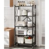 SUGIFT 5-Tier Storage Shelf Foldable Metal Shelving Units with Wheels, Black - 2 of 4