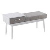 GlasFlength Ottomans and Benches Telephone Contemporary Bench in White Wood and Gray Fabric with Pull Out Drawer for Living Room, Gray, 45"*18"*9" - 2 of 4