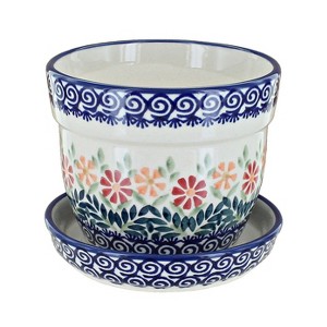 Blue Rose Polish Pottery D035 Manufaktura Medium Flower Pot - 1 of 1