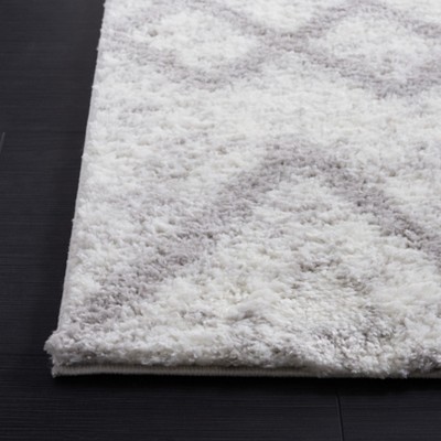 Ivory and Grey Synthetic Shag Area Rug 4'5" x 6'5"
