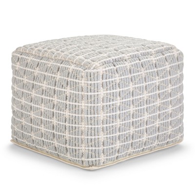 NicBex Chic Square Striped Pouf Ottoman Multicolored Footstool for Living Room, Bedroom,Light Blue/White