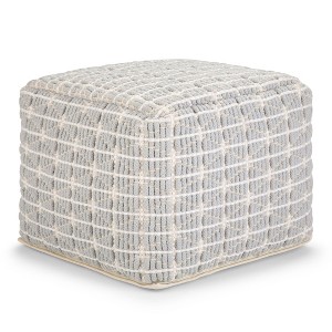 NicBex Chic Square Striped Pouf Ottoman Multicolored Footstool for Living Room, Bedroom,Light Blue/White - 1 of 4