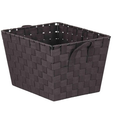 Home Basics Polyester Woven Strap Open Bin, Brown