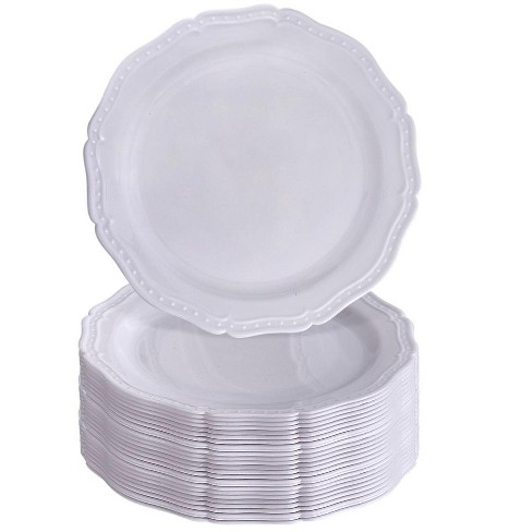 Silver Spoons Elegant Disposable Plastic Plates For Party, Heavy Duty White Disposable  Plate Set, Dinner Plates - 10.25”, (10 Pc) - Vintage : Target
