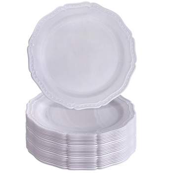 Silver Spoons Elegant Disposable Plastic Plates for Party, Heavy Duty Disposable Dinner Set (20 PC)