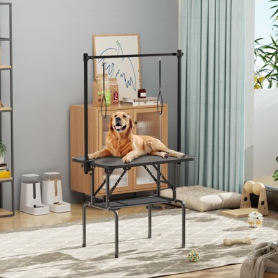 Dog Grooming Table,Foldable Pet Grooming Tables at Home with Adjustable Arm,Nooses, Mesh Tray