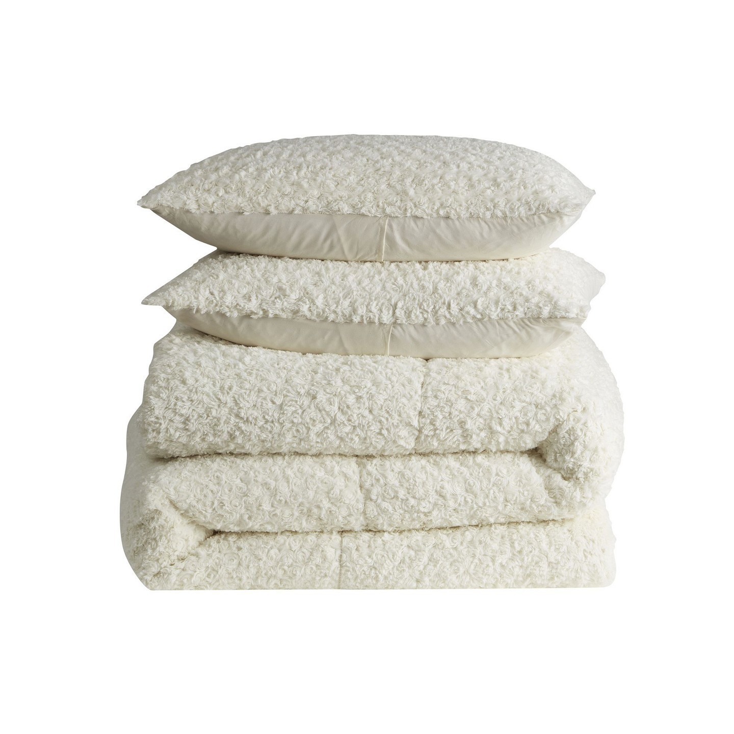 Комплект с одеялом Sweet Home Collections Comforter Set 3 Piece Animal Faux Fur Ultra Soft Bedding Collection with Shams, Queen, Cream, цвет: Кремовый — фото 2