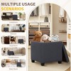 Square Leather Ottoman with Reversible Tray Lid – Hidden Storage Footrest, Small Coffee Table, Sturdy Design – 18”x18” - 2 of 4