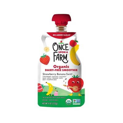 Once Upon a Farm Strawberry Banana Swirl Organic Dairy-Free Kids' Smoothie - 4oz Pouch