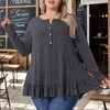 Agnes Orinda Women's Plus Size Casual V Neck Long Sleeve Ruffled Hem Button Half Placket Tops - 2 of 4