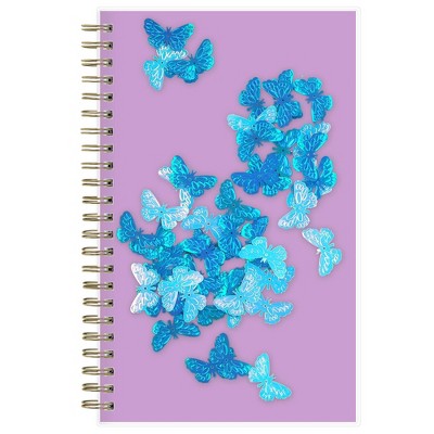Blue Sky 5"x8" Weekly/Monthly Wirebound Planner Butterfly Confetti Black