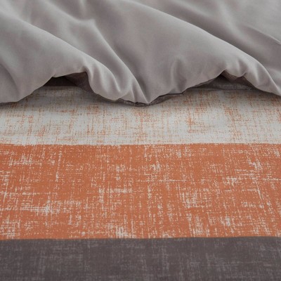 Madison Park King Ryder Striped Comforter Set with Bed Sheet Coral Orange — фото 4