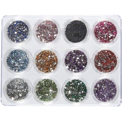 Juvale 6000 Piece Rhinestones Embelishments for Nail Art Gems Crystal Jewels, Nails Art Accessories, 12 Colors