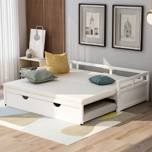 NicBex Wooden Twin Size Extendable Daybed with Trundle for Bedroom,Living Room,Apartment - 1 of 4