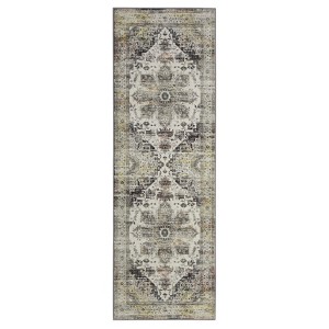 Luxury Pearl Velvet Persian Flower Rug, Foldable & Washable, Non-Slip, Kid & Pet Friendly, Durable Edges for Busy Areas - 1 of 4