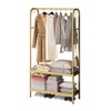 Gold Clothing Rack, Heavy Duty Garment Rack Freestanding Coat Rack for Hanging Clothes Metal Clothes Hanger with Double Shelves for Bedroom, Office - 3 of 4